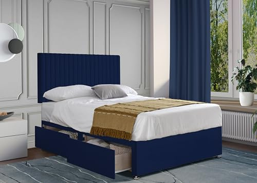 ComfoRest – Spacious 6FT Super King Size Divan Bed with Mattress and Malia Headboard – 2 Drawer Storage Base | Bed & Mattress Sets | Super King Frame for Stylish Bedrooms (Cream Plush)