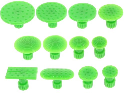 LALADEFIEE 12 pezzi Kit Tirabolli Auto con Linguette di Diverse Misure per Rimozione Ammaccature Attrezzi Professionali per Riparazione Vernice Ventose Trasparenti per Paraurti e Corpo