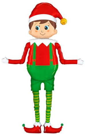 OH YEAH - Globo Foil Gigante Elfo Mágico Navidad - 164 x 152 cm - Decoración Festiva con Duendes - Accesorios Navideños - Complementos para Fiestas, Hogar y Colegios - Diseño Único