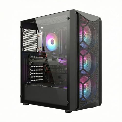 STGSivir PC Gaming Fisso, Ryzen 5 5500, RTX 3060 12G, 16G DDR4, 512G SSD | Computer Gaming per Streaming, Editing Video, Compiti, fino a 4.2 GHz, WiFi 6, BT 5.0, 4K,HDMI,DP, Win11 Pro, Case ARGB,Nero