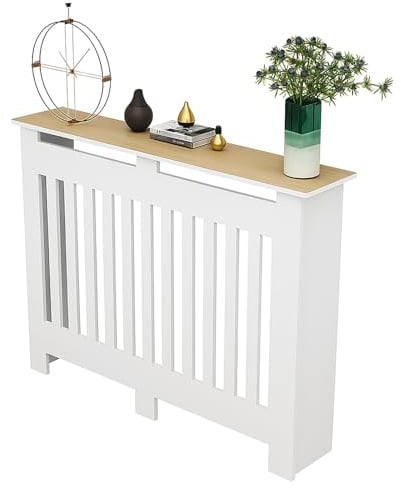 KAFHGEIN Cache radiateur Bois, Radiator Cover Moderne MDF, Tablette de radiateur sans percer, étagère radiateur Design Cache radiateur(100x80x25cm)