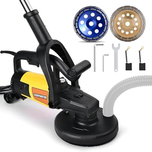 Amoladora de hormigón de 3800 W, potente motor, mango largo, 2 x diámetro de 180 mm, 0 – 6000 rpm, 6 velocidades, fresadora de hormigón, fresadora de saneamiento, fresadora de muros, fresadora de
