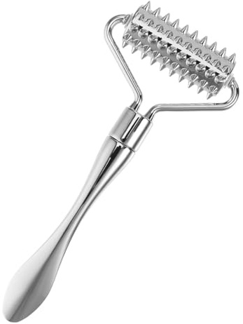 SCJJZ Rouleau de massage en métal,massage visage,rouleau visage, pour le visage, les points d'acupuncture, le visage, le corps, la main, le cou, favorise la circulation sanguine, argenté