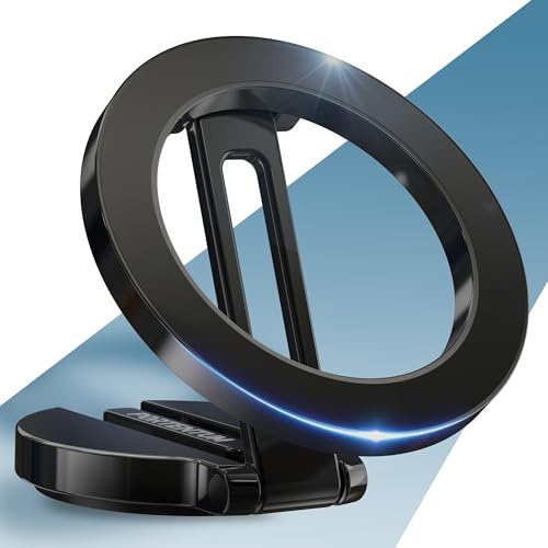PORTENTUM Support Téléphone Voiture Magsafe Pliable – Fixation par Aimant (20x N52) et Rotation à 360° – pour Tableau de Bord Bureau ou Autres Surfaces - Noir