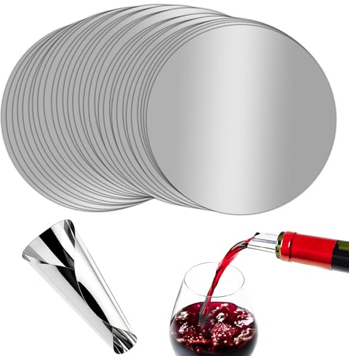 Engelblick DE 50 Pezzi Salvagoccia Vino Riutilizzabile, Disco Versatore Antigoccia Flessibile per Bottiglie di Vino e Olio, Fogli Sottili per Versare Senza Macchie, Accessori per Feste e Catering