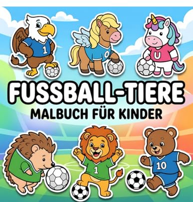 Fußball-Tiere Malbuch: Fantastische Motive Mit Dicken Linien Zum Ausmalen – Das Ideale Geschenk Für Kreative Jungen Und Mädchen Ab Vier Jahren