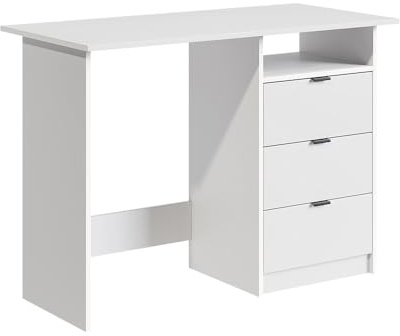 Vicco Schreibtisch Meiko, Weiß, 105 x 50 cm | mit Schubladen, mit Arbeitsfläche und offenem Fach zur Ablage von Materialien