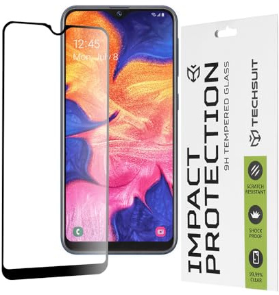 Techsuit Displayschutzfolie für Samsung Galaxy A10e, A20e Gehärtetes Glas mit 9H Härte, Vollständige Abdeckung, Stoßschutz, Oleophobe Beschichtung, Anti Fingerabdruck, 111D Full Glue