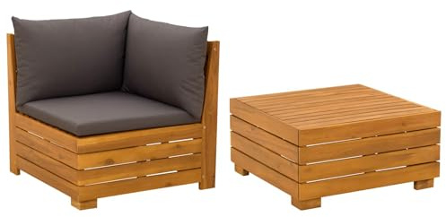 vidaXL 2-TLG. Garten-Lounge-Set aus massivem Akazienholz Braun, Garten-Sofa-Set, wetterfester Akazienholz-Sitz, modernes Möbel für Terrasse, Lounge, Balkon-Sitzgruppe