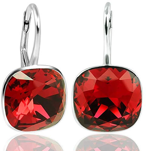 Ohrringe Markenkristallen Rot 925 Silber Scarlet Red NOBEL SCHMUCK