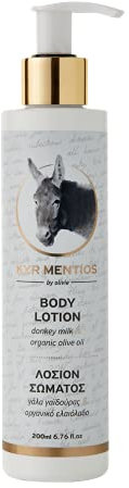 Kyr Mentios, Crema Corpo di Latte d'Asina e Olio di Oliva Biologico, 200ml, Dermatologicamente Testata