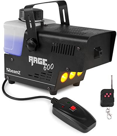 BeamZ RAGE600LED Mini Nebelmaschine mit Fernbedienung, 600 Watt Fogger mit LED Lichteffekt, 2 Liter Tank Fog Machine, Smoke Machine für DJ Lichteffekt, Nebelmaschine Halloween für Partys & Hochzeiten
