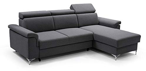MOEBLO Ecksofa mit Schlaffunktion Mit Bettkästen Eckcouch Polsterecke Modernes Design REVON (dunkelgrau, Ecksofa Rechts)