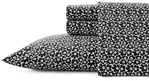 Marimekko - Queen-Bettwäsche, Baumwollperkal-Bettwäsche-Set, knackige und Coole Wohnkultur (Pikkuinen Unikko Black, Queen)