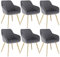 WOLTU 6 X Chaises de Cuisine Confortable,Chaises de Salle à Manger Fait de Velours et métal,Gris Foncé BH232dgr-6