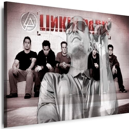 Myartstyle - Bilder Linkin Park Band 80 x 60 cm Leinwandbild Xxl - Wandbild 1 Teilig - Gerahmter Kunstdruck Musik w-s-2023-122