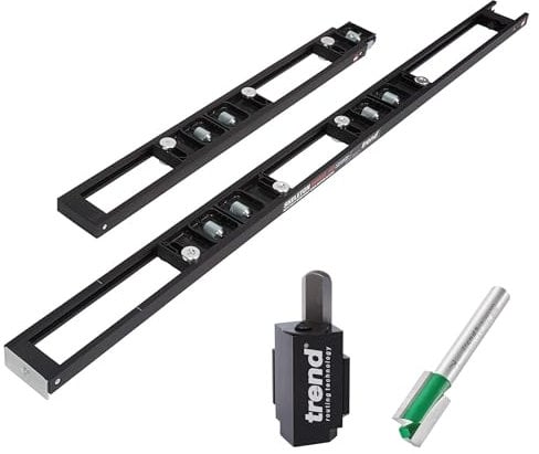 Trend Two-Part Skeleton Hinge Jig Kit with Corner Chisel & CraftPro Cutter for Hinge Recess Cutting & Door Installations, H/JIG/CK