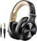 OneOdio Casque Bluetooth sans Fil BT5.2 avec 72 Heures, A70, Réduction de Bruit CVC 8.0, 3 Câbles, Léger Confortable, Pliable, Partage de Musique, Compatible Téléphone, DJ, Piano, Guitare (Noir Or)