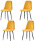 AINPECCA Set of 4 Velvet Dining Chairs Fabric Upholstered seat with Metal Legs Dressing Lounge Home (Yellow,4)