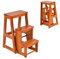 RELAX4LIFE Escabeau Tabouret Pliant 3 Marches Fabriqué en Pin, Multifonctionnel Portable Peu Encombrant Décoratif en Bois Naturel, Cuisine Chambre Bureau Magasin (Noyer)
