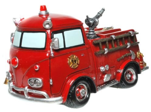 Wurm Feuerwehrauto Bank, Nostalgisch, Rot, ca. 17 cm groß, für Kinder (3-8 Jahre), unisex