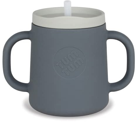 TUM TUM Tasse Apprentissage Bébé 3-en-1, Tasse Bébé, 250 ml, Gris