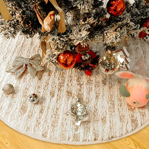 90cm Christbaumdecke Snowy White Weihnachtsbaum Plüsch Kunstpelz Weihnachtsbaumdecke für Weihnachtsschmuck (Gold)