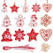 24 Pièces Decoration Noel Bois, Objets de Décoration de Noël pour Décoration Arbre de Noël et Emballage de Boîte Cadeau