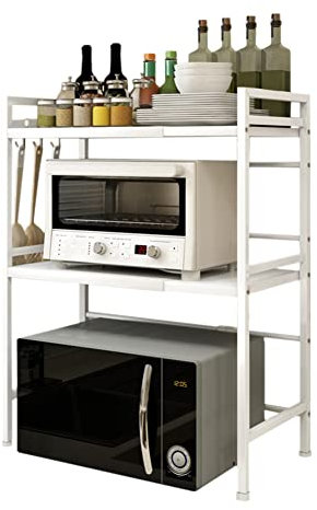 Redwestmelon Microwave Oven Rack Adjustable Rice Cooker Shelf Stand Kitchen Countertop Storage Organiser Holder Free Standing Expandable Spice Rack