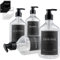 MONOKO 4er Set Seifenspender Kunststoff Transparent 250ml Flasche- Plastik Shampoo Spender zum Befüllen - Pumpflasche inkl. Etiketten
