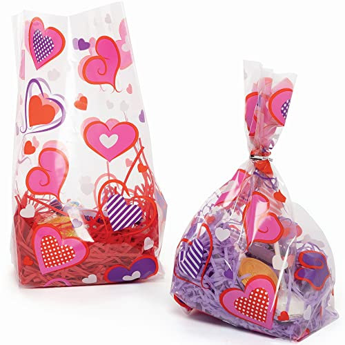 Baker Ross Herz Cellophan Geschenktüten - 30 Stück, Bastelmaterial für Kinder zum Valentinstag (FC306)