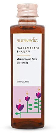 AM Creation Auravedic Nalpamaradi Thailam 100ml Skin Brightening Face Oil for Glowing Skin, Sun Tan Removal, Dark Spots, Skin Lightening. De Tan for Men/Women
