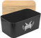 Lashuma Brotaufbewahrung Kunststoff eckig, Brotkasten 36x21 cm mit Deckel, Brotbox Schwarz