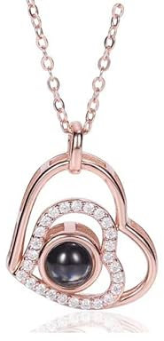 jewelora Collana di proiezione Collana fotografica personalizzata Pendente cuore Per lui lei Argento Oro Regali di Natale Collana di coppie
