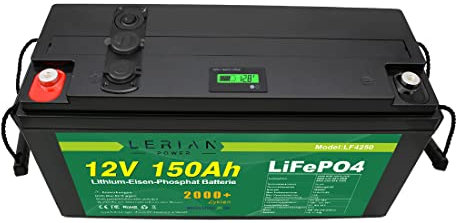 LiFePO4 Akku 12V 150Ah 75A Lithium-Eisen-Phosphat Batterie für Camping Boot Solar