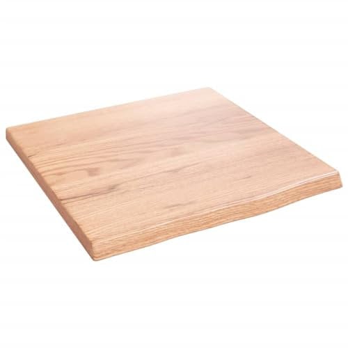 vidaXL Wandregal, Holzregal Regal Handgefertigt mit Baumkante, Wandboard Regalbrett Deko, Bücherregal Hängeregal, Hellbraun 40x40x2cm Massivholz Eiche Behandelt
