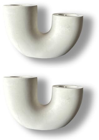 Betonics Kerzenhalter UNA hellgrau/Natur 2er-Set aus Beton | Handgemachte Beton Kerzenhalter, Kerzenständer für den Wohnbereich | | Handmade mit <3 in Norddeutschland