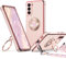 XYZ Coque pour Samsung Galaxy S22, avec Double Anneau de Support Cœur, avec Lanière pour Filles et Femmes, Coque de Protection Luxe Mignonne et Scintillante pour Samsung S22, Rose