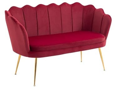 Il Gruppone Passione Casa Divano Due 2 Posti in Velluto Forma Conchiglia Gambe in Metallo 133x63x75 Cm Camera Soggiorno Ufficio - Ciliegia