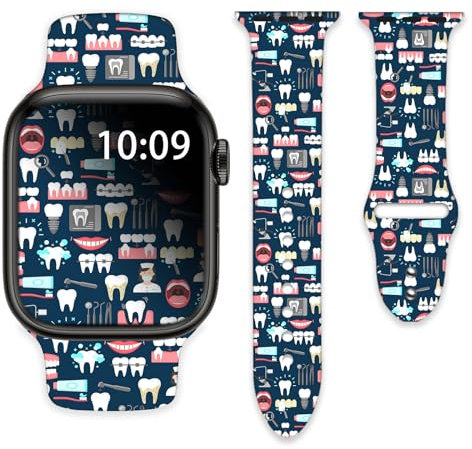 Medizinische Zahnkrankenschwester-Uhrenarmbänder, kompatibel mit Apple Watch, 38 mm, 40 mm, 41 mm, für Mädchen, Damen, Herren, Silikon-Armband, Ersatz für iWatch Serie SE 8, 7, 6, 5, 4, 3, 2, 1
