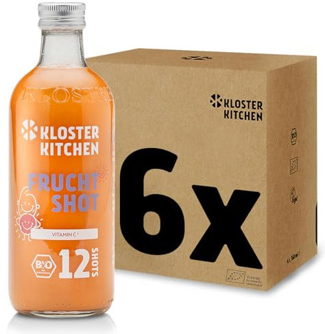Kloster Kitchen zenzero biologico per bambini 12SHOTS 6x 360 ml con veri pezzi di zenzero I zenzero vegano I bottiglia di vetro I (incl. 1,50€ di deposito)