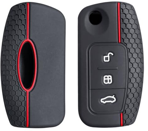 OTMIK Housse Silicone pour Clé de Voiture pour Ford Mondeo Fiesta Focus C Max S Max EcoSport Fusion Cowgar 2 Mach Mustang Key Shell Accessories