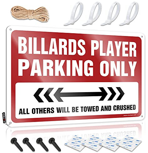 Zimmertürschild Billards Player Parking Only Blechschild Hausbar Blechschild Wohnheim Zimmer Türschild (20 x 30 cm)