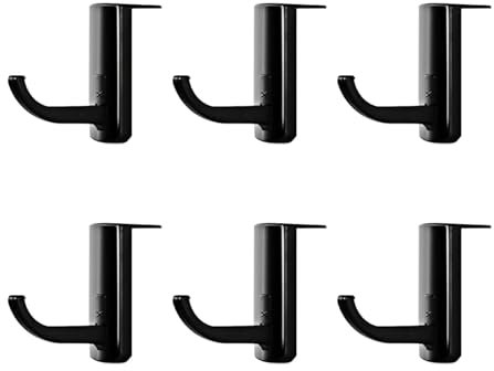 Rakiuty Headphone Hook, Headphone Headset Holder Monitor, Hook Headphones Self-Adhesive, Headphone Monitor Stand Holder, Headset Holder, Universal, Computer Monitor Hook, 6 Pieces (Black)
