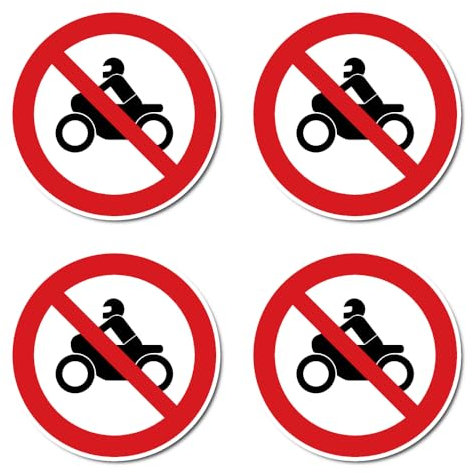 Panneau d'interdiction pour motos - Conforme à la norme DIN EN ISO 7010 / ASR A1.3