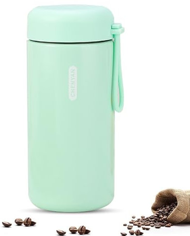 Kisuomayo Small 304 Stainless Steel Bottle 150ML, Leak-Proof Insulated Flask with Double Wall Vacuum, Mini Flask with Portable Handle for Hot & Cold Drinks(Mint)
