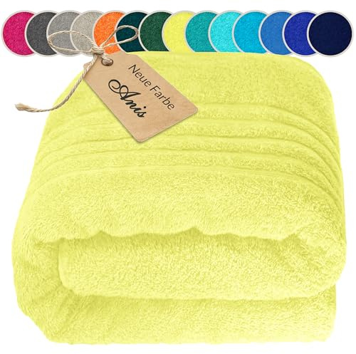 Lashuma Saunahandtuch XXL London, Badetuch groß 100x200 cm Anis Grün | 500 g/m² Frottee aus 100% Baumwolle, flauschig & saugstark, große Sauna Handtücher für Damen & Herren