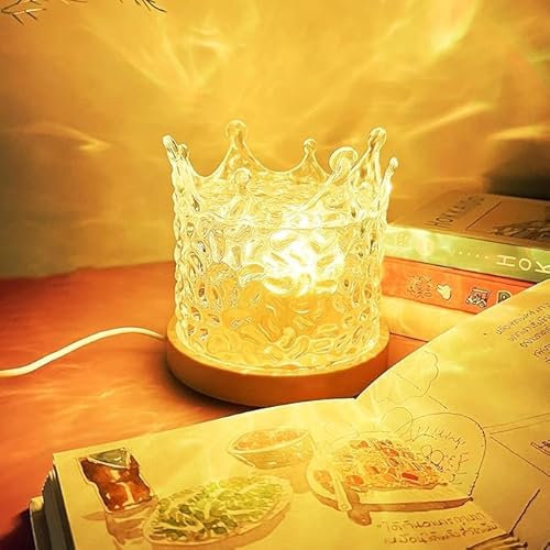 Jinlaili Wasserwellen Aurora Lampe, Aurora Projector, Polarlicht Lampe, Lavalampe, mit 16 Beleuchtung-Effekten, LED Nachttischlampe, Nachttischlampe Touch Dimmbar fur Schlafzimmer/Wohnzimmer
