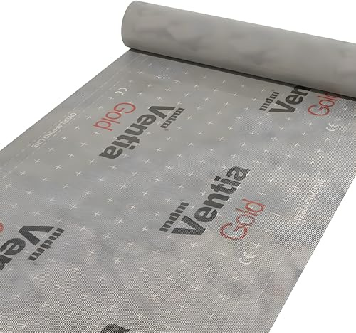 Decket Unterspannbahn Ventia Gold 150 g, 3-lagig, Dachfolie 37,5 m² | Feuchtigkeitsschutz; Wind/Regen/Schnee; Diffusionsoffen; wasserdicht & UV-beständig; 2 Klebekanten