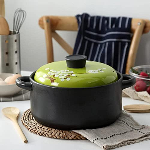 LLMTYO Cazuela de Terracota Cazuela de cerámica Olla de Barro para cocinar Cerámica doméstica Resistente al frío y al Calor.-3.5L 4L